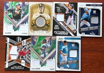 7 Baseball Game-Used Relic Memorabilia Card Lot – Rookie, #/149, Panini Topps