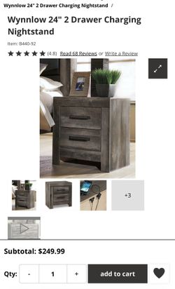 Wynnlow 24” 2-Drawer Charging Nightstands (Set of 2)