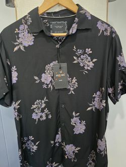 NWT Floral Print Soft Stretch Button Down Small