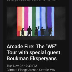 Arcade Fire Tuesday 11/22 Floor Tickets 