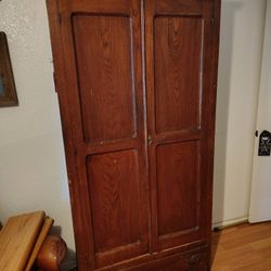 Tall Wooden Bookcase Or Armoire 