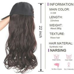Baseball Cap Attached Wig Long Wavy Synthetic Hair