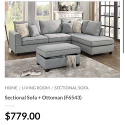 Gray Sectional Sofa With Ottoman 