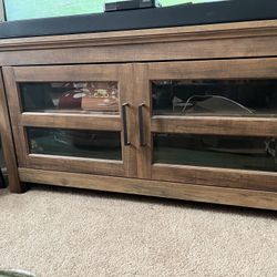 Corner TV Stand – Rustic Oak – $80