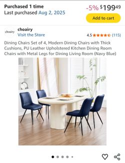 choairy Dining Chairs Set of 4, Navy Blue