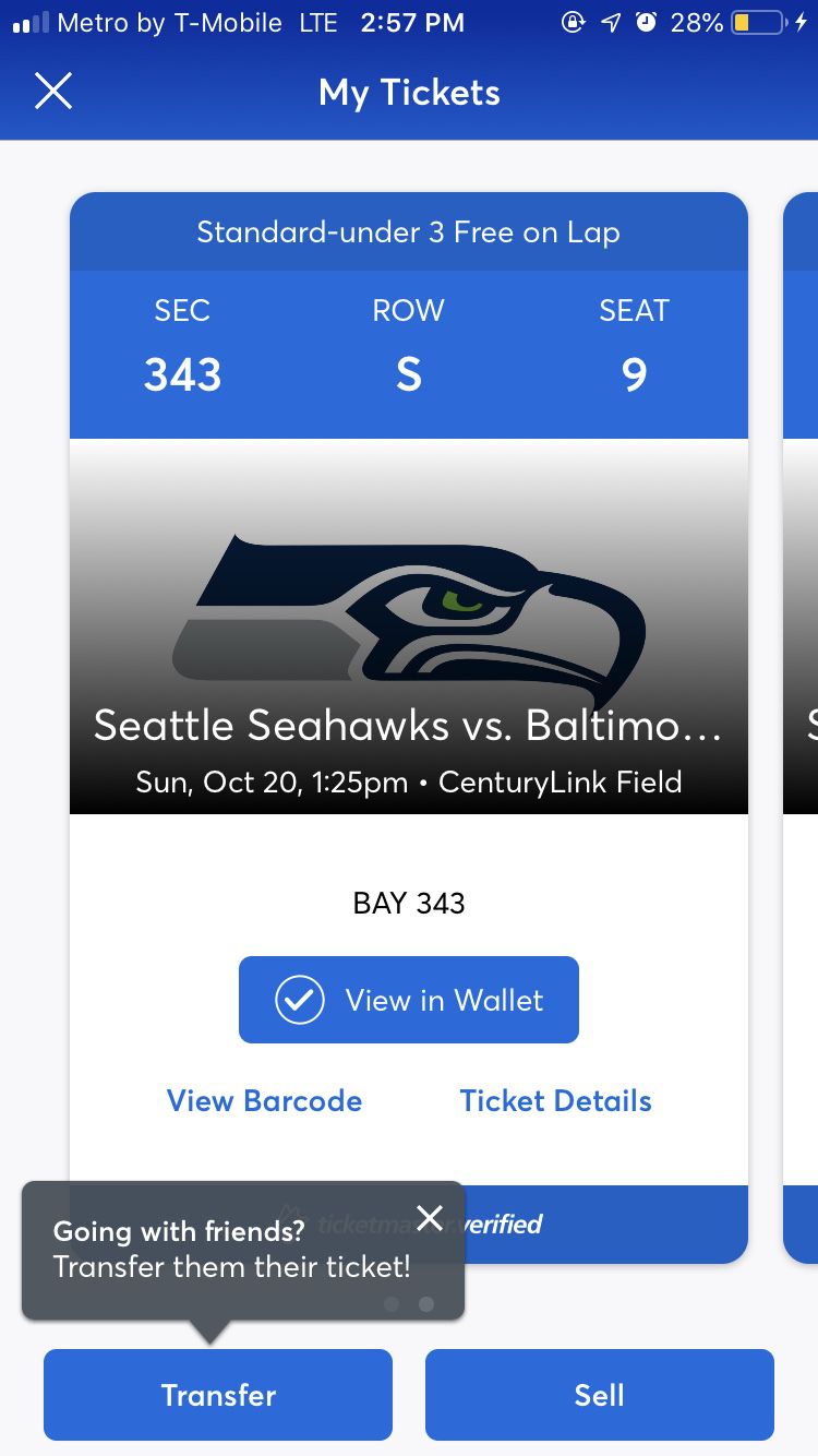 Two Seahawks tickets for this weekend!!
