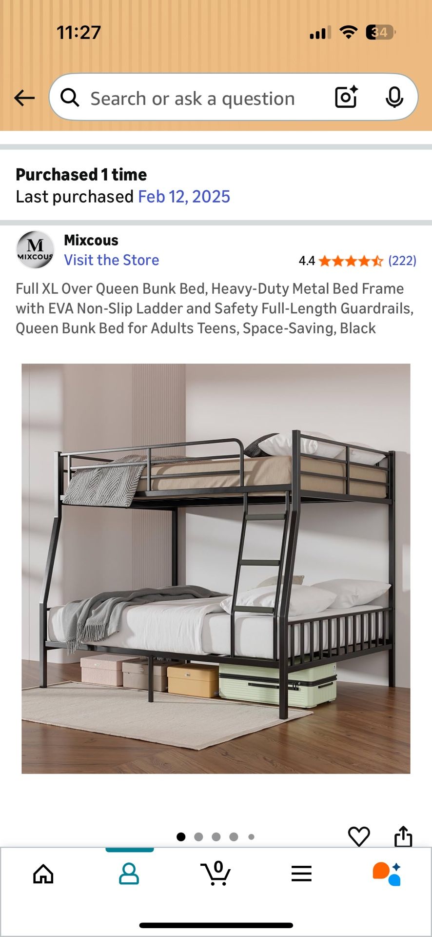 Full XL over Queen Bunk Bed