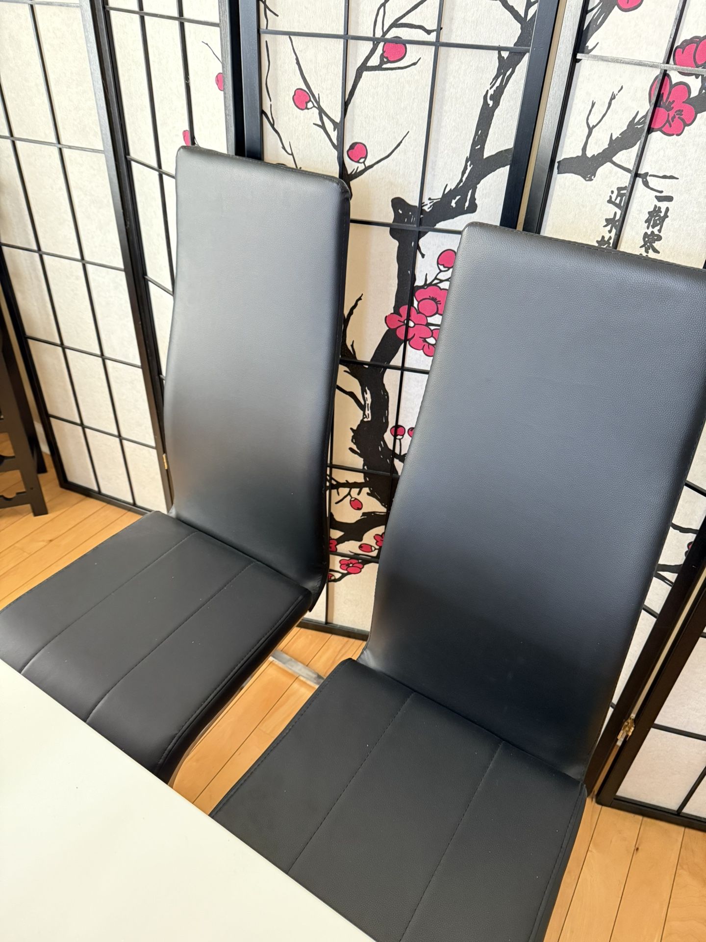 Set Of 4 Dining Room Table Chairs Black