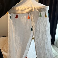 White Muslin Kids Bed Canopy 