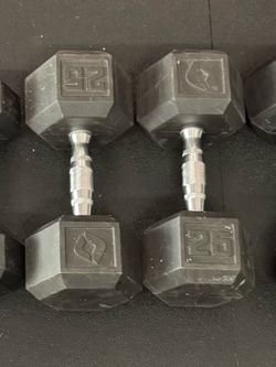 Hex Dumbbells 25lbs (2 pairs), 10lbs (1 set), 5lbs (1 set)