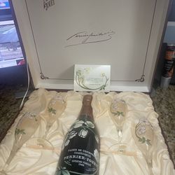 Pierre Jouet Champagne Set With 4 Glasses 1988 Mint