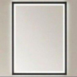 Vinnova 24-in W x 32-in H LED Lighted Black Rectangular Flat Bathroom Vanity Mirror