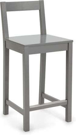 Amazon Basics Wooden Bar Stool with Backrest 24", Grey, 1 Unit, 1 Pack
