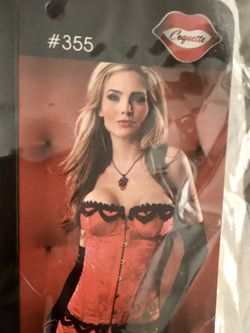 Coquette Red Bustier Medium with Black String New Package