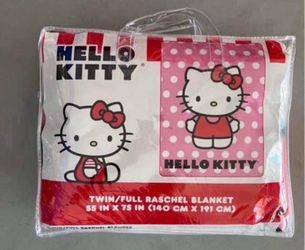 NEW HELLO KITTY TWIN/FULL RASCHEL BLANKET