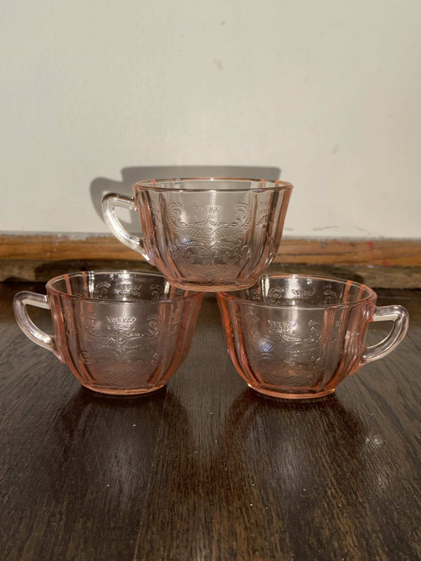 Set Of 3 Vintage Pink Teacups