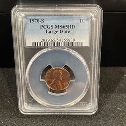 1970 S Large Date Lincoln Penny Graded At MS65RD By PCGS D-17