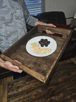 Handmade and customizable furniture, wood serving tray/ magazine tray