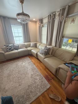 Orren Ellis Genuine Leather Power Reclining Sectional