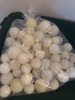White Glitter Ball Christmas Ornaments Bulk Lot 🌲✨
