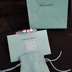 Tiffany Heart Shaped Braclet w/Pink & Blue Hearts