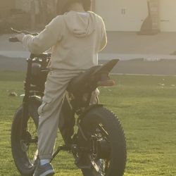 Eskute® V200 20*4.0" Dirt Electric Bike for Kids&Teens - Black / Bike With Rear Rack + Foot Pedal