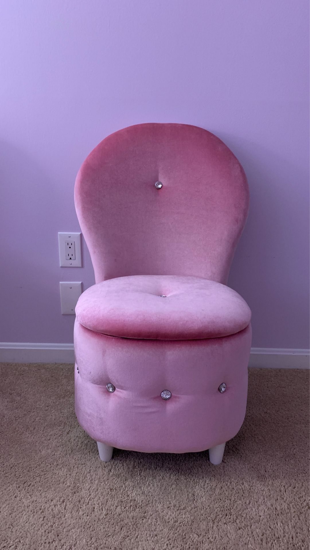 Pink kids chair with storage
