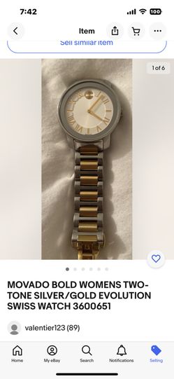 MOVADO BOLD  TWO-TONE SILVER/GOLD EVOLUTION SWISS WATCH