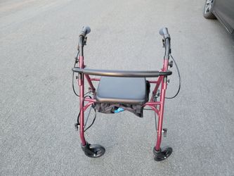 Medline Steel Rollator Walker with Seat for Seniors, Foldable, Burgundy