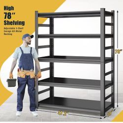 βοΈ 47.2βWx18βDx78"H Metal Garage Shelving Heavy Duty, 5-Tier Adjustable Storage Shelves Easy to Assemble, Shelving Racks for Storage,Ideal
