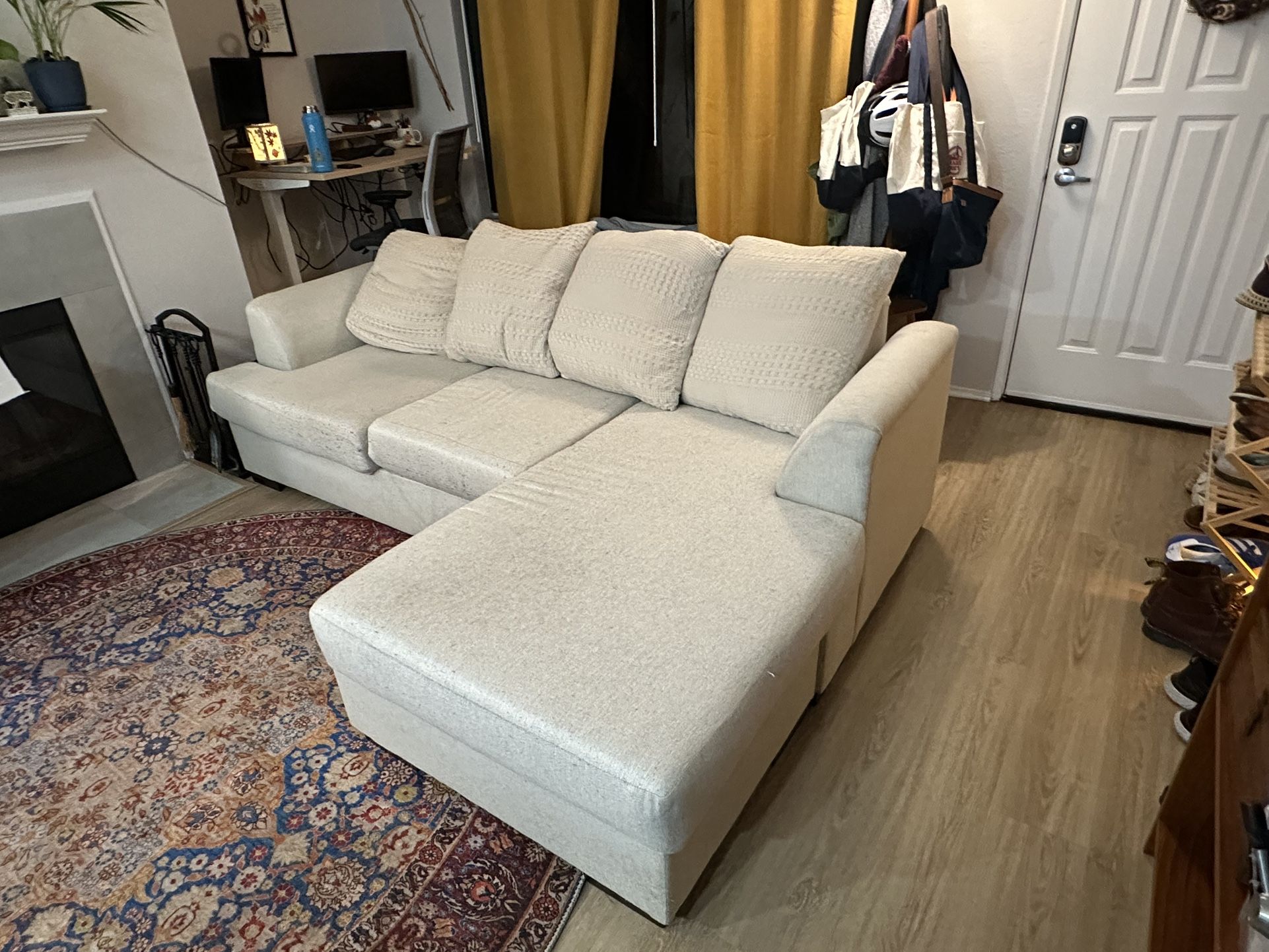 Beige L-Shaped Couch