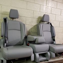 BRAND NEW GRAY LEATHER BUCKET SEATS WITH SEATBELTS AND MIDDLE SEAT 