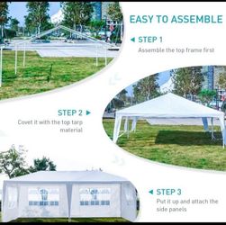 10' x 20' Outdoor Gazebo Canopy with Removable Sidewalls Large Tent Connection Stakes Ropes for Party