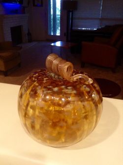 Handblown glass pumpkin. New from local studio