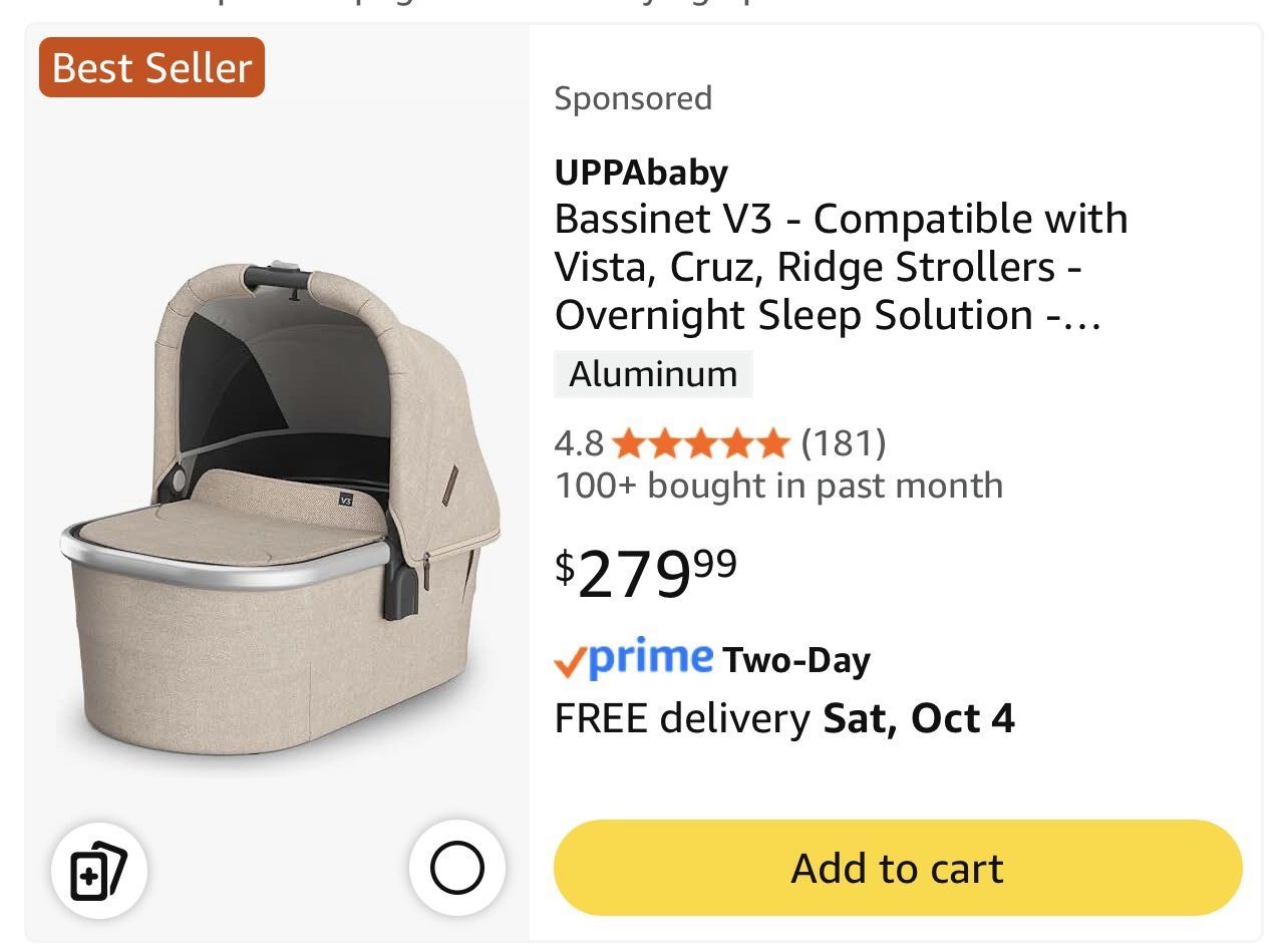 UppaBaby Stroller, Extra Seat With bassinet