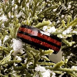 New! Wood Grain Inlay Look Designed Ring Band Promise Wedding Ring Sizes 7, 8, 9 & 12