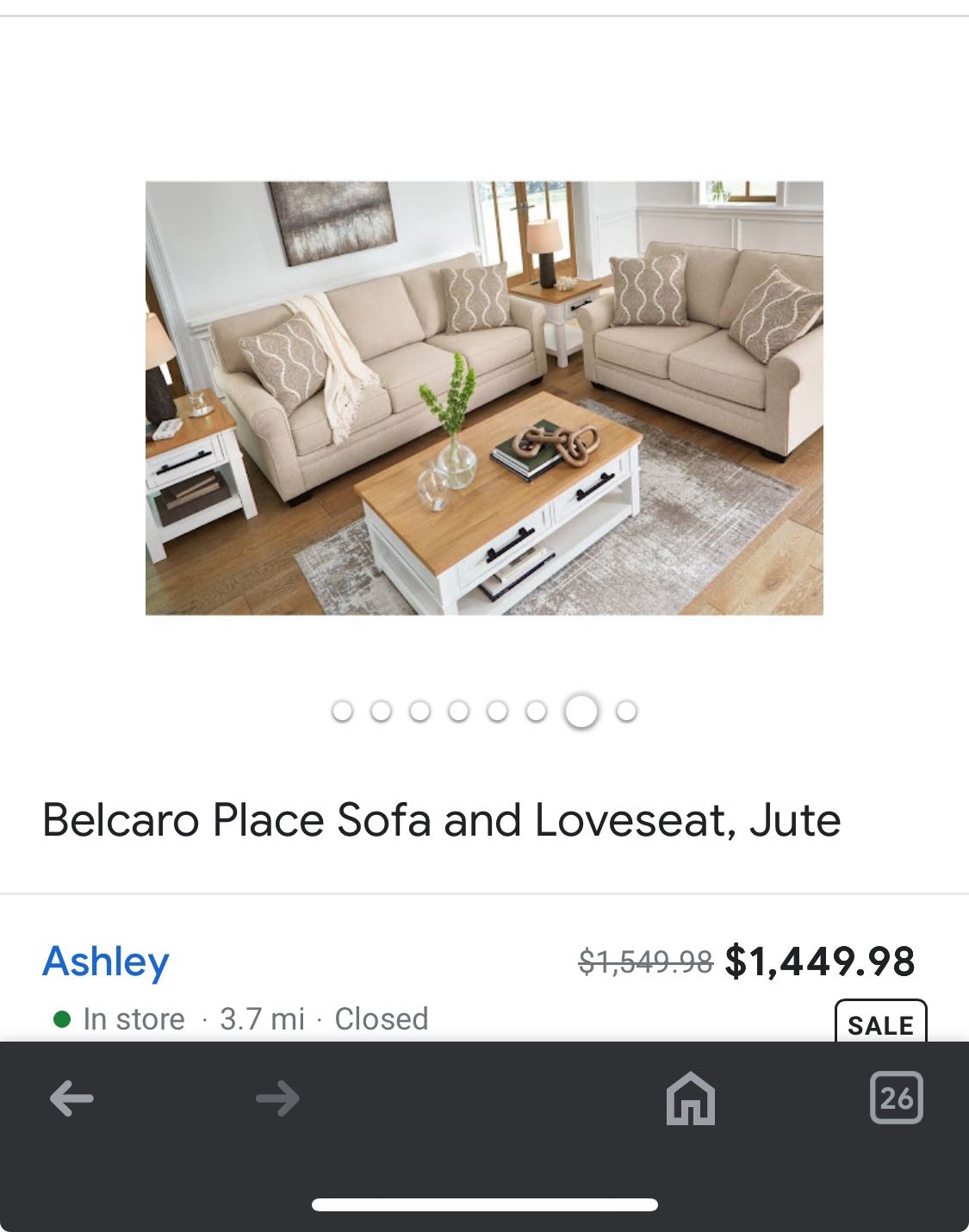 Belcaro Place Sofa, Loveseat, Chair and Ottoman, Jute