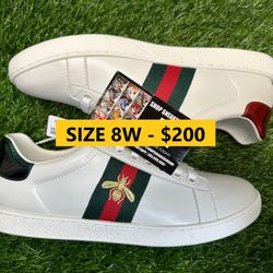 GUCCI ACE BEE WHITE BLACK GREEN RED NEW SALE SNEAKERS SHOES BOX SIZE EUR 39 6.5 MEN 8 WOMEN A5