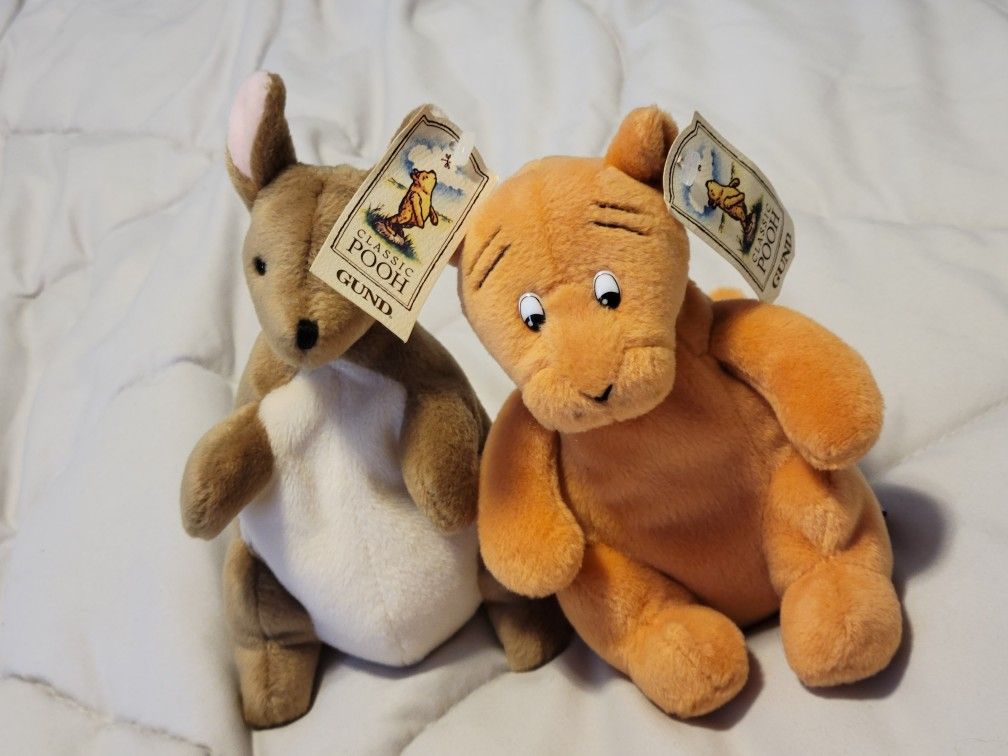 Collectible DISNEY Classic POOH GUND Beanies (Tigger And Kangaroo)