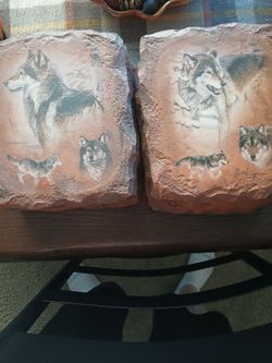 Wolf Art Stone Bookends Set of 8
