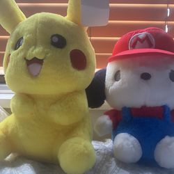 Pikachu And Mario Kitty Stuffed Animal
