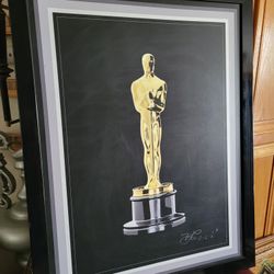 NEAL NEIL LOEB ART ACADEMY AWARD OSCAR TROPHY PAINTING LITHOGRAPH ACADEMY AWARD OSCAR ART FRAMED SIGNED AUTOGRAPH 