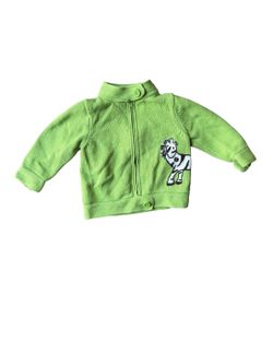 Vintage Girl’s Gymboree Green Zebra Zippered Cardigan Sweater 12-18mo
