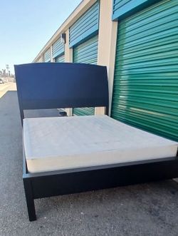 QUEEN BED FRAME WITH BOX SPRING AND MATTRESS