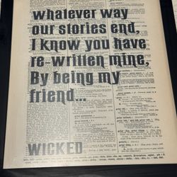Wicked Musical Quote Print: Antique Dictionary Page Art 9x11 Framed “re-written mine”