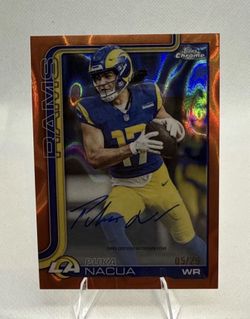 2025 Topps Chrome Puka Nacua #BA-PN Orange Ray Wave On Card Auto /25