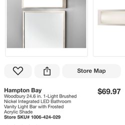 Hampton Bay Woodbury 24.6 in. 1-Light Brushed Nickel Integrated LED Bathroom
