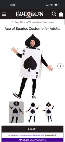 New! Ace of Spades Adult Halloween Costume