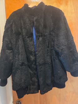 Fur coat. Black rabbit  made in Hong Kong  vintage