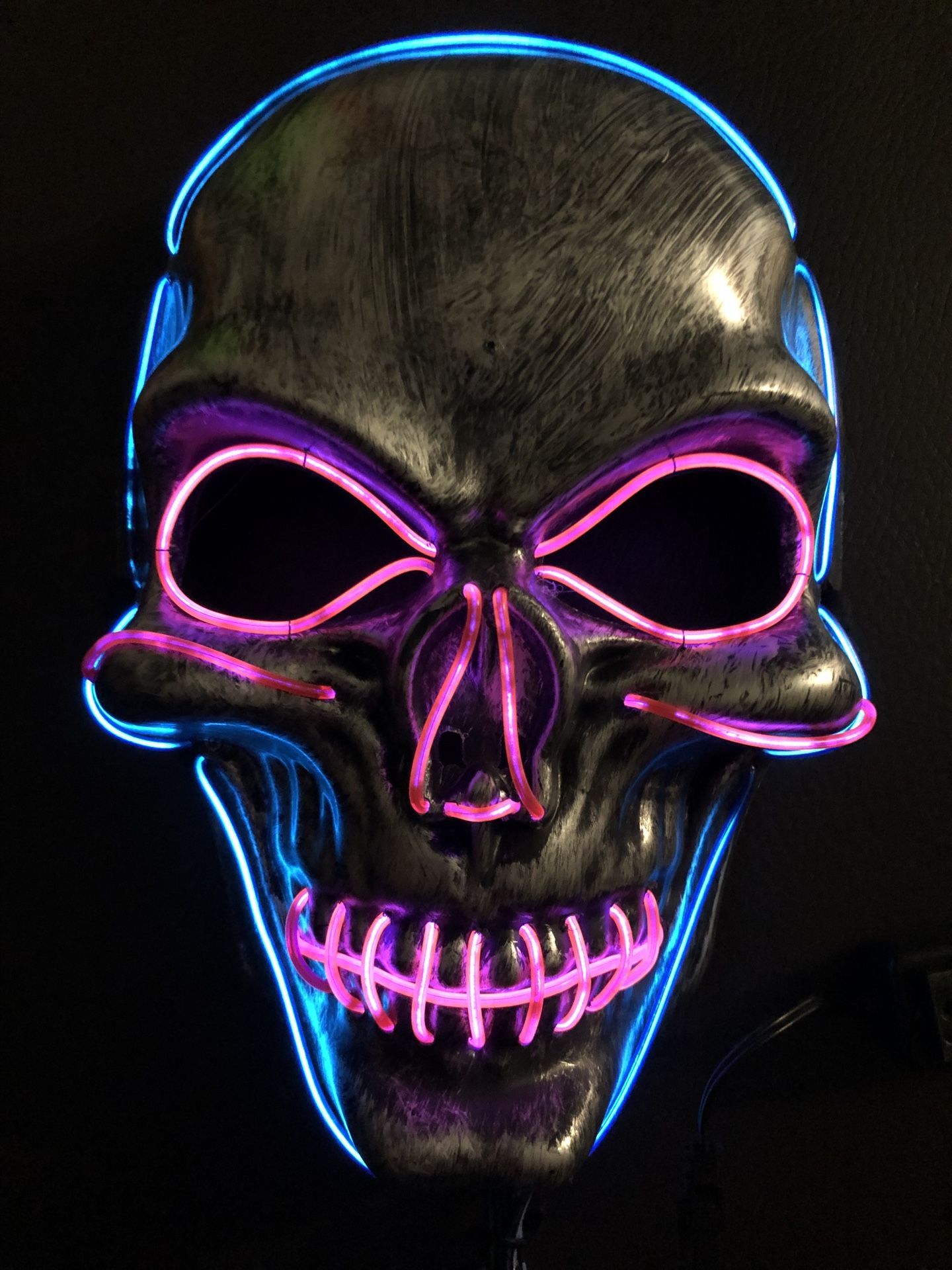 light up LED halloween death skull mask